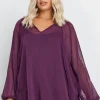 Tie Neck Dobby Blouse