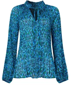 Tie-Neck Animal Print Blouse