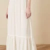 Tiered Foil Print Maxi Skirt