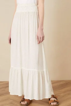 Tiered Foil Print Maxi Skirt