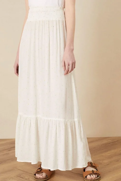 Tiered Foil Print Maxi Skirt