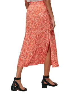 Tiger Palm Smocked Waist Skirt-Animal Print