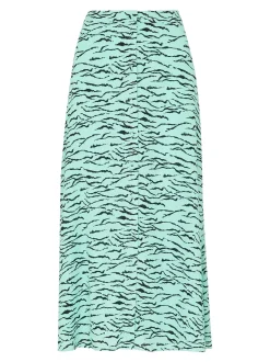 Tiger Print Button Front Skirt-