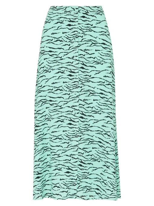 Tiger Print Button Front Skirt-