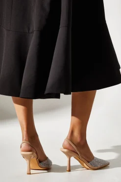 Tilly Diamante And Pearl Sling Back Pointed Court Shoes
