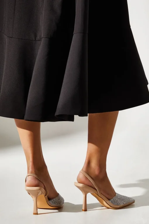 Tilly Diamante And Pearl Sling Back Pointed Court Shoes