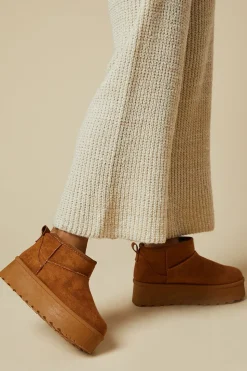 Tilly Faux Suede Flatform Ultra Low Bootie