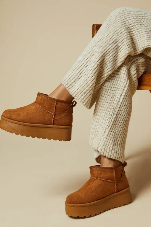 Tilly Faux Suede Flatform Ultra Low Bootie