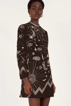 Tina Embroidered Velvet Tunic Dress