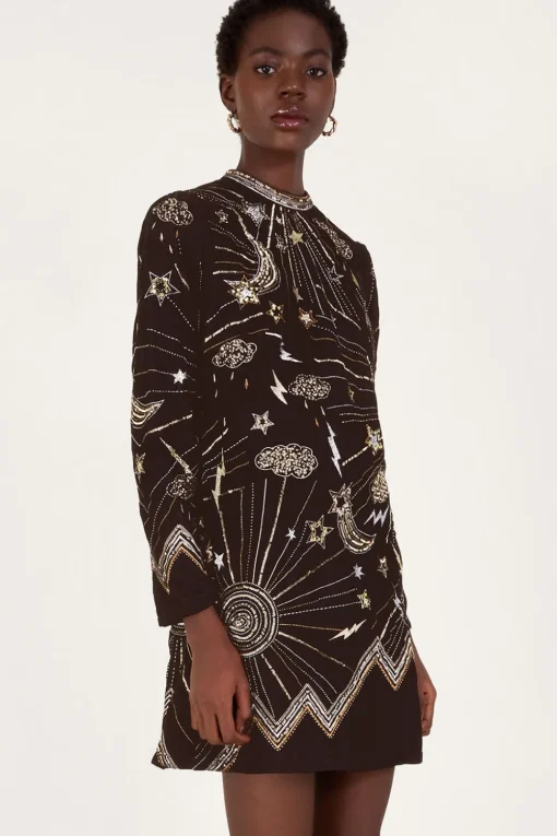 Tina Embroidered Velvet Tunic Dress