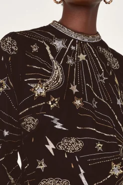 Tina Embroidered Velvet Tunic Dress
