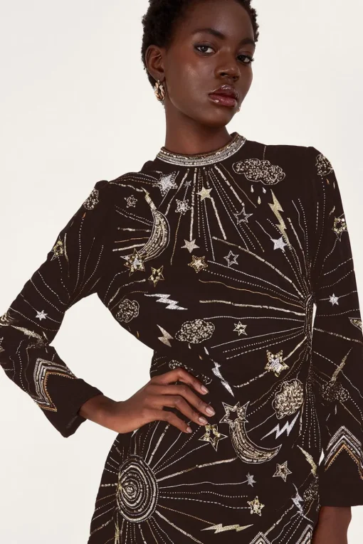 Tina Embroidered Velvet Tunic Dress