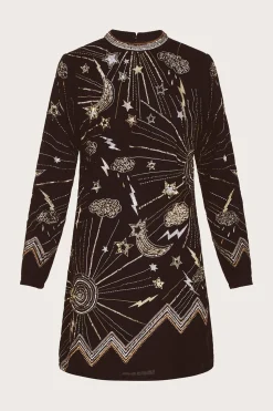 Tina Embroidered Velvet Tunic Dress