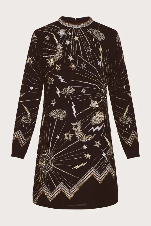 Tina Embroidered Velvet Tunic Dress