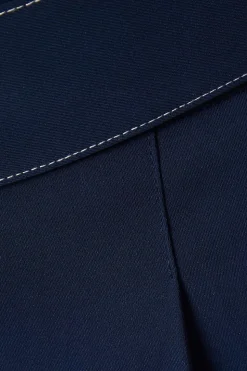 Top Stitch Belted Straight Leg Trouser