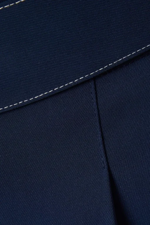 Top Stitch Belted Straight Leg Trouser