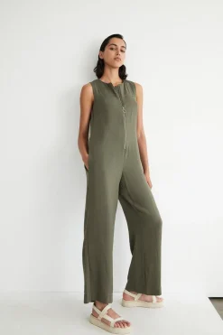 Topstitch Zip Jumpsuit