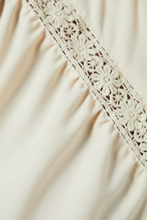 Trim Insert Crepe Blouse