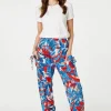 Tropical Leaf Print Harem Pants