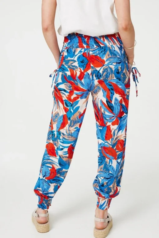Tropical Leaf Print Harem Pants