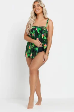 Tropical Print A-Line Tankini Top