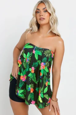 Tropical Print A-Line Tankini Top