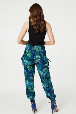 Tropical Print High Waist Harem Pants