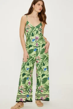 Tropical Print Strappy Jumpsuit