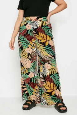 Tropical Print Wide Leg Trousers