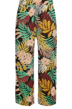 Tropical Print Wide Leg Trousers