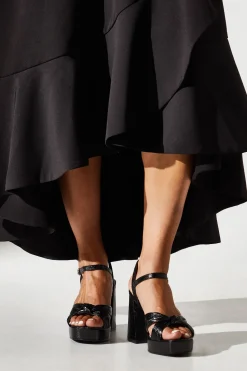 Trystan Metallic Knotted High Block Heel Platform Sandals