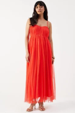 Tulle Strappy Bandeau Maxi Dress