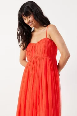 Tulle Strappy Bandeau Maxi Dress