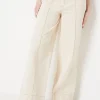 Twill Front Seam Straight Leg Trousers