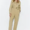 Twill High Neck Belted Utility Boilersuit