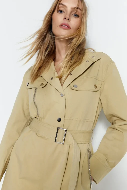 Twill High Neck Belted Utility Boilersuit