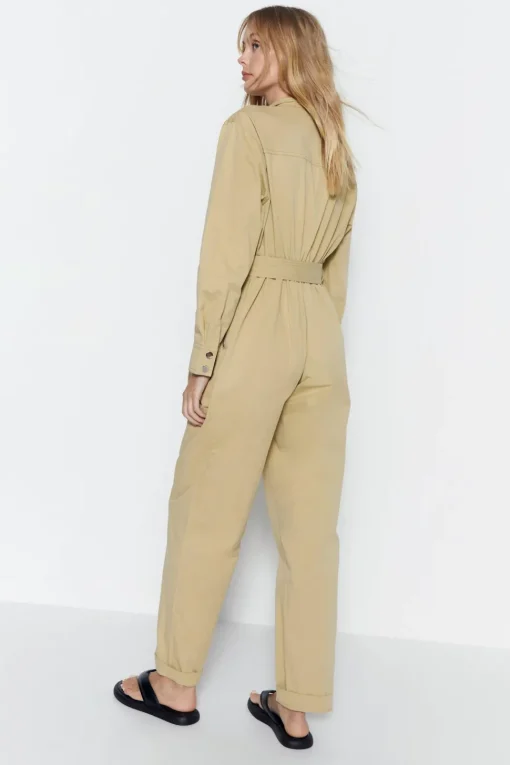 Twill High Neck Belted Utility Boilersuit