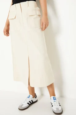 Twill Pocket Midi Skirt