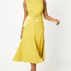 Twist Detail Satin Back Crepe Midi Dress