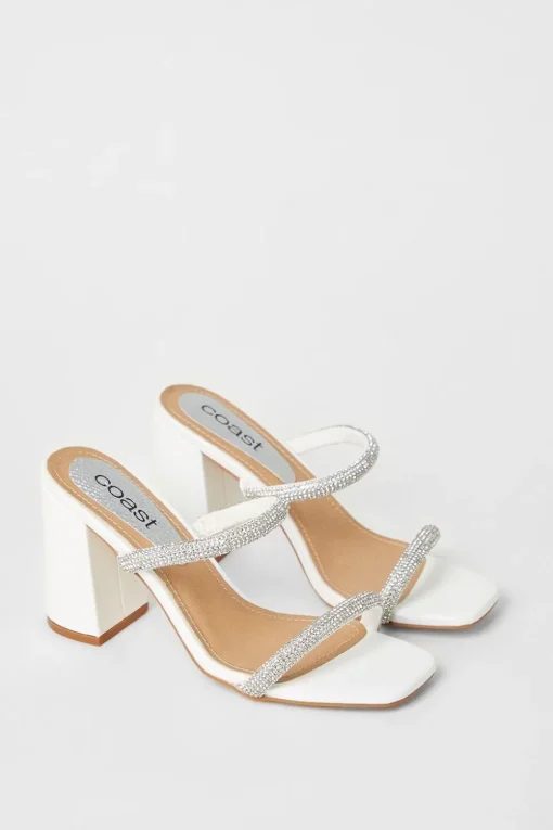 Tyla Bridal Diamante High Block Heeled Sandals