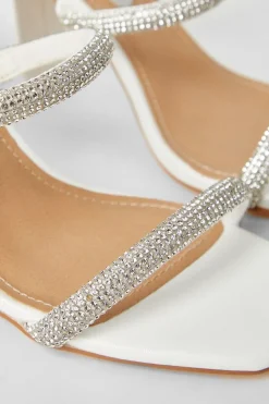 Tyla Bridal Diamante High Block Heeled Sandals