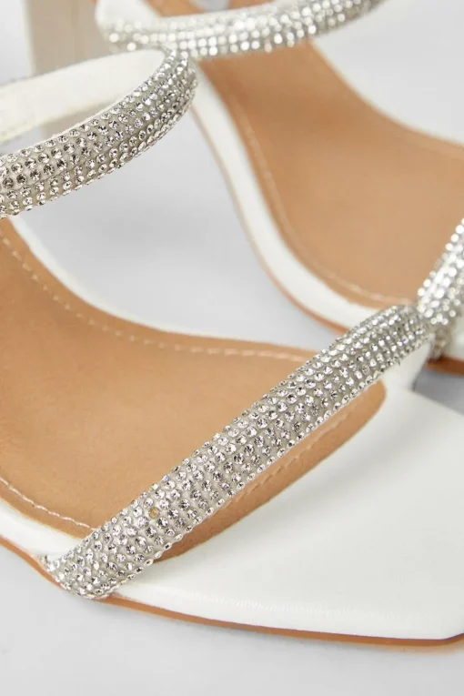 Tyla Bridal Diamante High Block Heeled Sandals