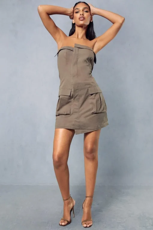 Utility Pocket Detail Wrap Mini Dress