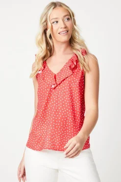 V Frill Neck Vest Top