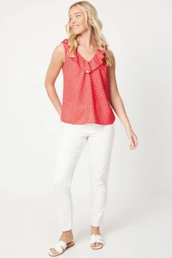 V Frill Neck Vest Top