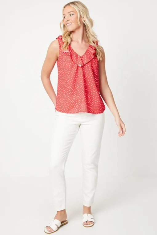 V Frill Neck Vest Top