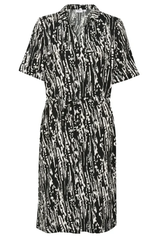 Valda With Short Sleeve Shirt Dress-Animal Print