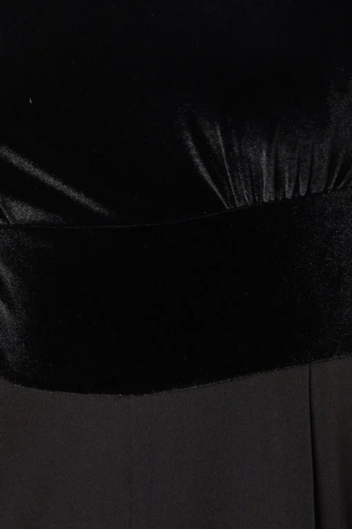 Velvet Bodice Pleat Detail Jumpsuit