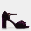 Velvet Peep Toe Shoes with Ankle Strap