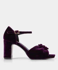 Velvet Peep Toe Shoes with Ankle Strap